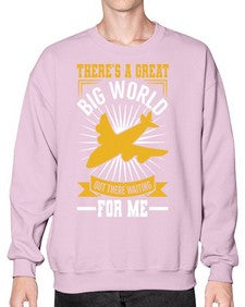 theres a geat big world waiting for me  42# - airplane- Sweatshirt - Crew