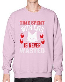 time spend with cat is never wasted Style 120# - cats- Sweatshirt - Crew