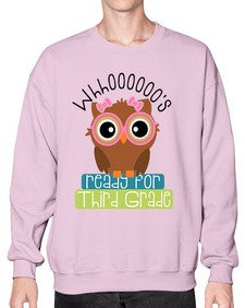 whooos ready for third grade girl 1010# - third grade- Sweatshirt - Crew