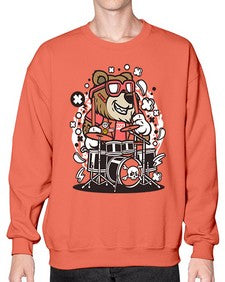 Bear drummer 14# - cartoon animals- Sweatshirt - Crew