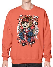 Bear scooterist 16# - cartoon animals- Sweatshirt - Crew