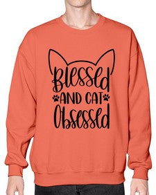 Blessed And Cat Obsessed Style 79# - cats- Sweatshirt - Crew