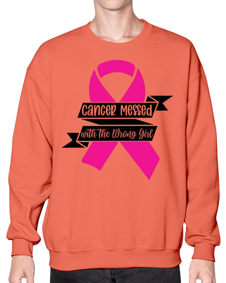 Cancer Messed with the Wrong Girl 30# - breast cancer- Sweatshirt - Crew