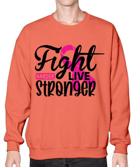 Fight Harder Live Stronger 27# - breast cancer- Sweatshirt - Crew