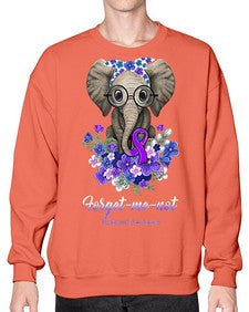 Forget me not Alzheimers Awareness Elephant Flower 150# - alzheimers- Sweatshirt - Crew