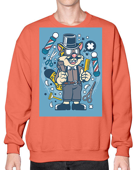Hipster Barber Leopard835# - barber- Sweatshirt - Crew