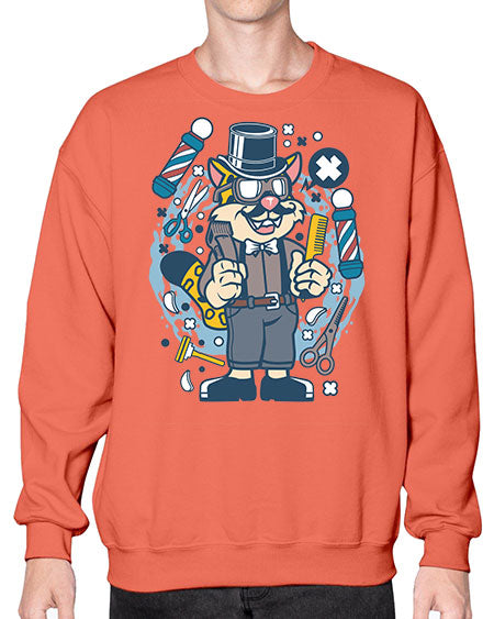 Hipster Barber Leopard836# - barber- Sweatshirt - Crew