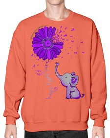 Hope Fight Cure Elephant Alzheimers Purple Ribbon 161# - alzheimers- Sweatshirt - Crew