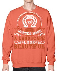 Horses make a landscape look beautiful Style 42# - horse- Sweatshirt - Crew