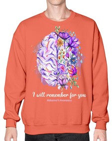 I Will Remember For You Brain Alzheimers Awareness 183# - alzheimers- Sweatshirt - Crew