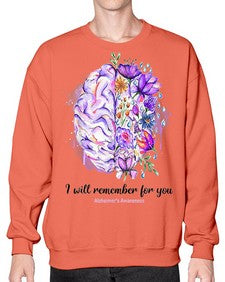 I Will Remember For You Brain Alzheimers Awareness 184# - alzheimers- Sweatshirt - Crew