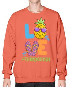 LOVE third Grade Summer Pineapple 527# - third grade- Sweatshirt - Crew