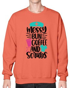 Messy Bun Coffee And Style Style 1097# - nurse- Sweatshirt - Crew