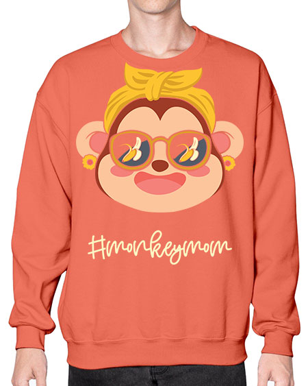 Monkey Mom Banana Glasses 16# - monkey- Sweatshirt - Crew