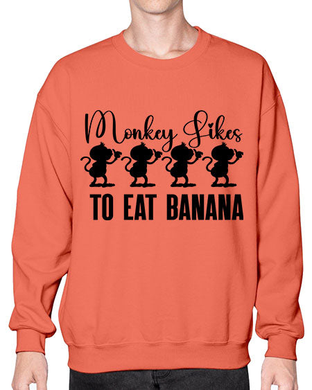Monkey likes to eat banana  - monkey- Sweatshirt - Crew