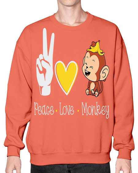 Peace Love Monkey 20# - monkey- Sweatshirt - Crew