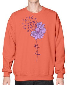 Purple Daisy Faith AlzheimerS Awareness 209# - alzheimers- Sweatshirt - Crew