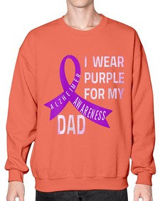Womens I Wear Purple for My Dad Alzheimers Disease Awareness VNeck 221# - alzheimers- Sweatshirt - Crew