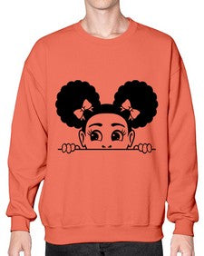 afro puffs girl peekaboo 81# - black girls or women- Sweatshirt - Crew