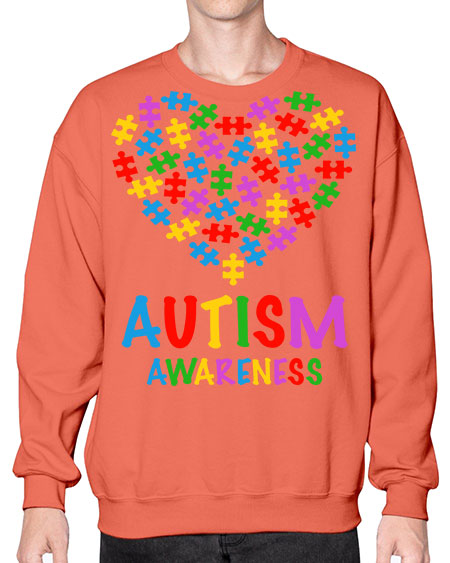 autism awareness heart love puzzle 15# - autism- Sweatshirt - Crew