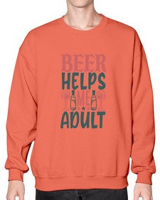 beer helps me adult 646# - beer- Sweatshirt - Crew