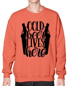 cold beer lives here 872# - beer- Sweatshirt - Crew