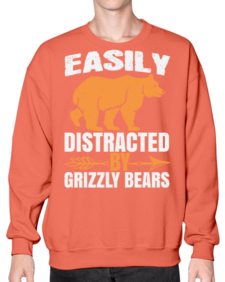 easily distracted by grizzly bears 107# - bears - animals- Sweatshirt - Crew