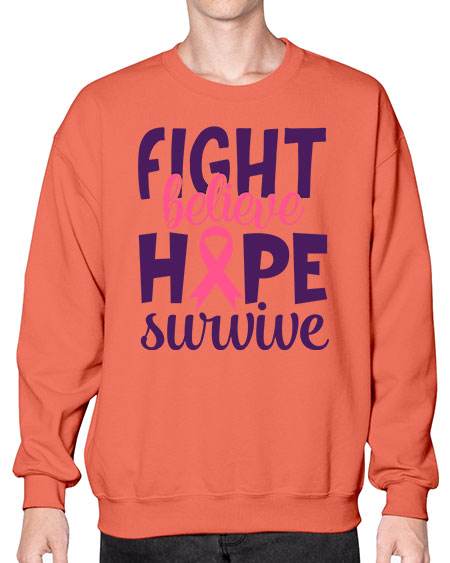 fight believe hope survive Style 13# - breast cancer- Sweatshirt - Crew