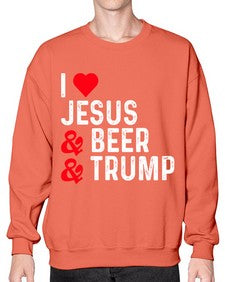 i love jesus beer and trump 1140# - beer- Sweatshirt - Crew
