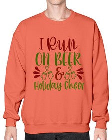 i run on beer holiday cheer 1160# - beer- Sweatshirt - Crew
