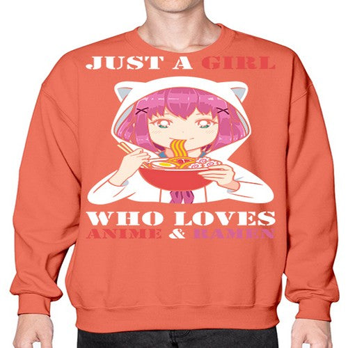 just a girl who loves anime and ramen258# - anime- Sweatshirt - Crew