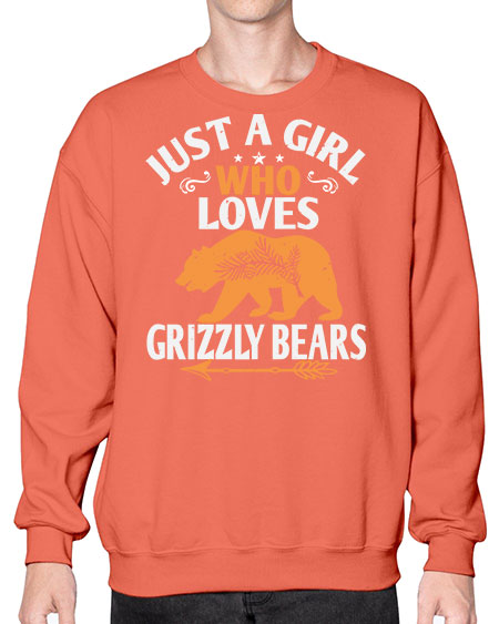 just a girl who loves grizzly bears 159# - bears - animals- Sweatshirt - Crew