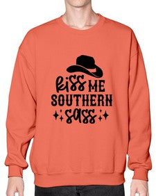 kiss me southern sass 711# - western- Sweatshirt - Crew