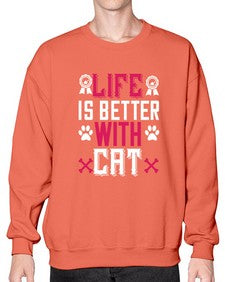 life is better with cat Style 65# - cats- Sweatshirt - Crew