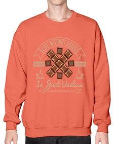 life without books chocolate coffee is just useless 318# - chocolate- Sweatshirt - Crew