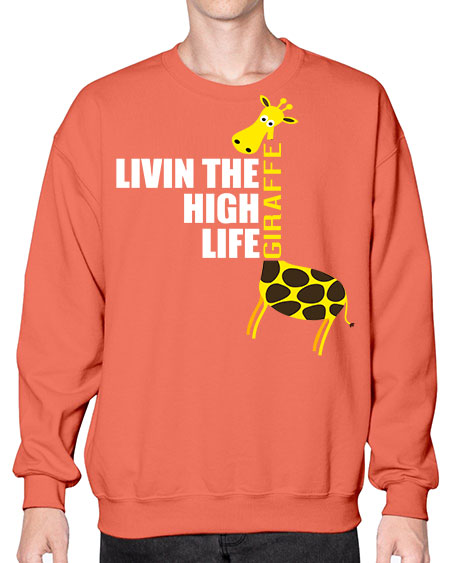living the high life giraffe - giraffee- Sweatshirt - Crew