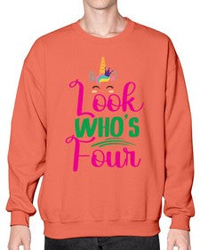 look whos four 261# - unicorn- Sweatshirt - Crew