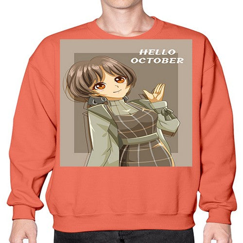 of beautiful girl in hello october 133# - anime- Sweatshirt - Crew