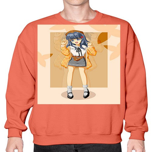 of beautiful girl with jacket 132# - anime- Sweatshirt - Crew