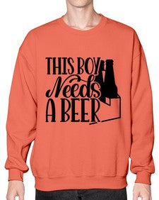 this boy needs a beer 1638# - beer- Sweatshirt - Crew