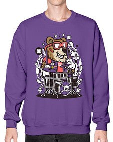 Bear drummer 14# - cartoon animals- Sweatshirt - Crew