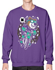 Bear motocross rider 15# - cartoon animals- Sweatshirt - Crew