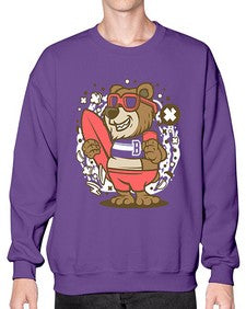 Bear surfing 17# - cartoon animals- Sweatshirt - Crew