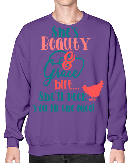 Chicken Beauty And Grace - chicken- Sweatshirt - Crew