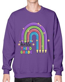 Hello third Grade Pencil Rainbow 347# - third grade- Sweatshirt - Crew