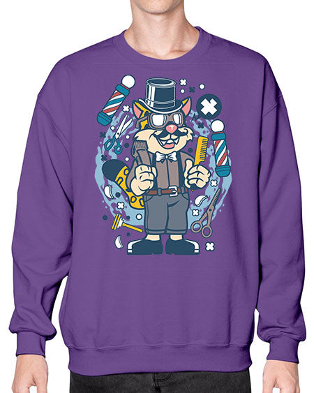 Hipster Barber Leopard836# - barber- Sweatshirt - Crew