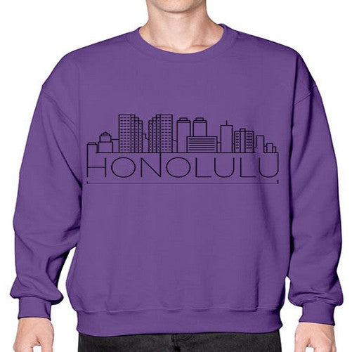 Honolulu Minimal Skyline 903# - cities- Sweatshirt - Crew