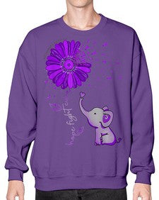 Hope Fight Cure Elephant Alzheimers Purple Ribbon 161# - alzheimers- Sweatshirt - Crew