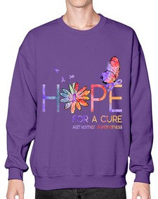 Hope For A Cure Alzheimer Awareness Flower 162# - alzheimers- Sweatshirt - Crew
