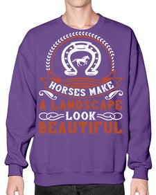 Horses make a landscape look beautiful Style 42# - horse- Sweatshirt - Crew